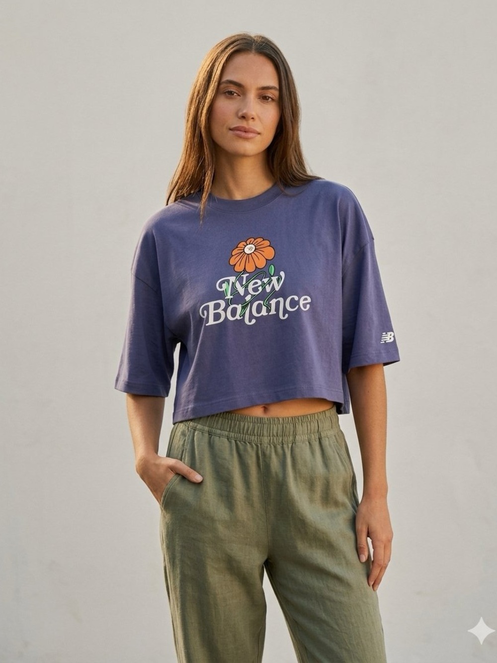 New Balance Athletics Oversize Crop Flower Graphic T-Shirt